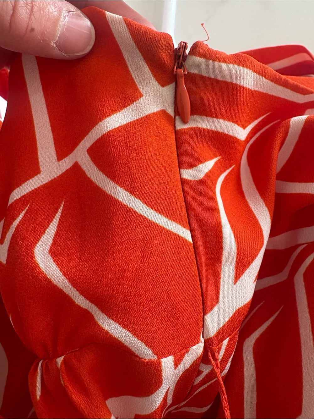 Susan Monaco Orange White Geometric Tie Back Midi Dress Size 6 - Picture 10 of 16